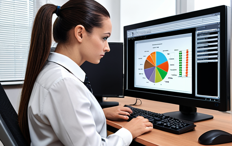 A public administrator analyzing data on a computer, emphasizing the importance of data analysis skills in the evolving role.