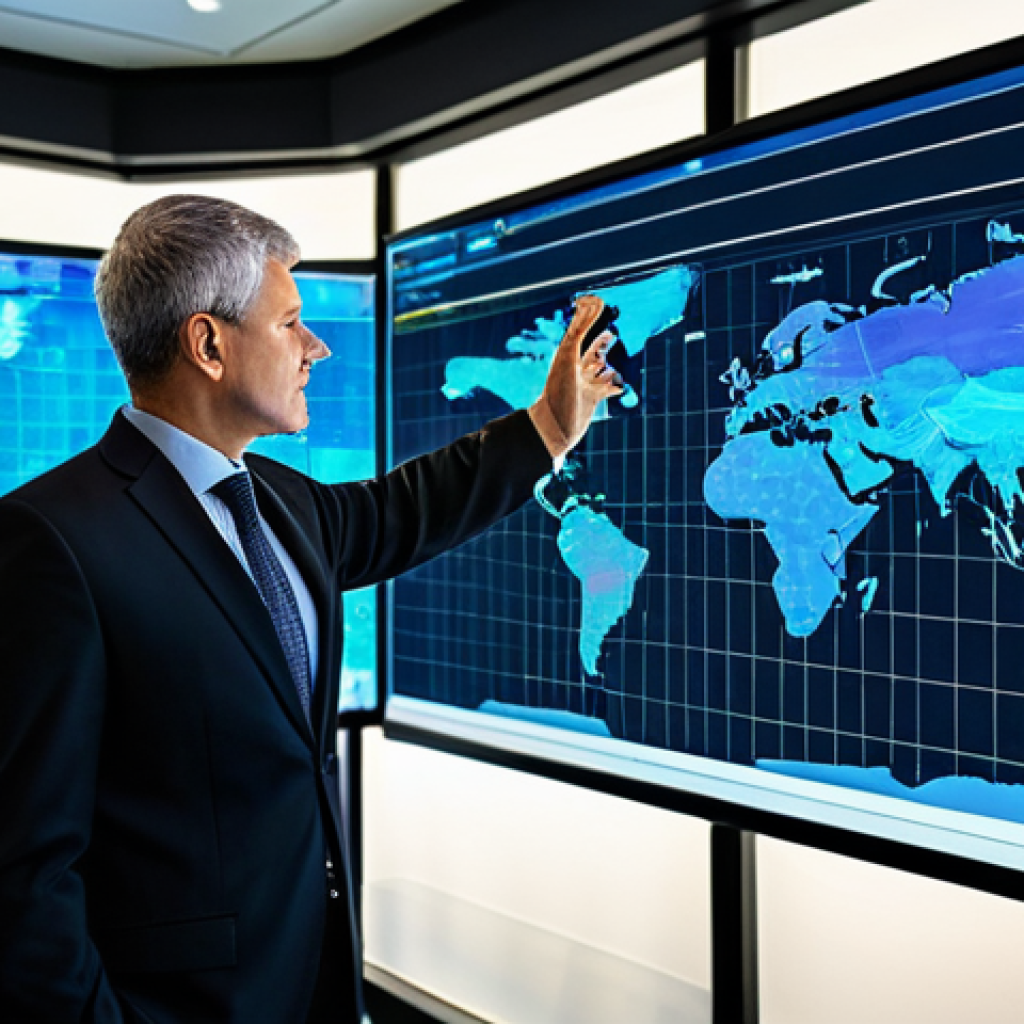 A highly professional public administrator, in a modest dark business suit, standing confidently in a futuristic smart city operations center. Large transparent screens display intricate, vibrant data visualizations, including predictive models and real-time urban analytics. The administrator's well-formed hands are gesturing towards a holographic projection of a city map, indicating strategic decision-making and resource allocation. The environment is well-lit, clean, and organized, reflecting advanced technology. Perfect anatomy, correct proportions, natural pose, proper finger count, professional photography, high quality, sharp focus, vibrant colors, safe for work, appropriate content, fully clothed, professional, family-friendly.