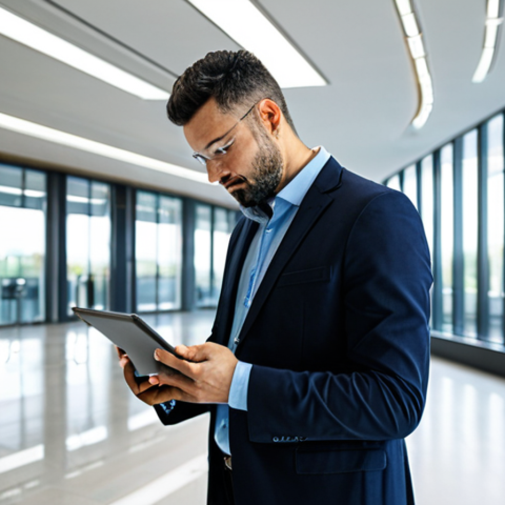 **

"A professional facility manager in appropriate attire, standing in a modern building lobby, examining smart building management system data on a tablet. The background shows a well-lit, clean, and efficient space with people interacting. Fully clothed, professional, safe for work, perfect anatomy, natural proportions, high-resolution, appropriate content, modern environment, well-formed hands, proper finger count."

**