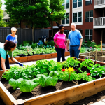**

"A diverse group of fully clothed neighbors participating in a community gardening project in their apartment complex, planting vegetables and flowers in raised beds, safe for work, appropriate content, perfect anatomy, natural proportions, professional photography, well-lit, family-friendly, modest attire, showcasing collaboration and community spirit."

**