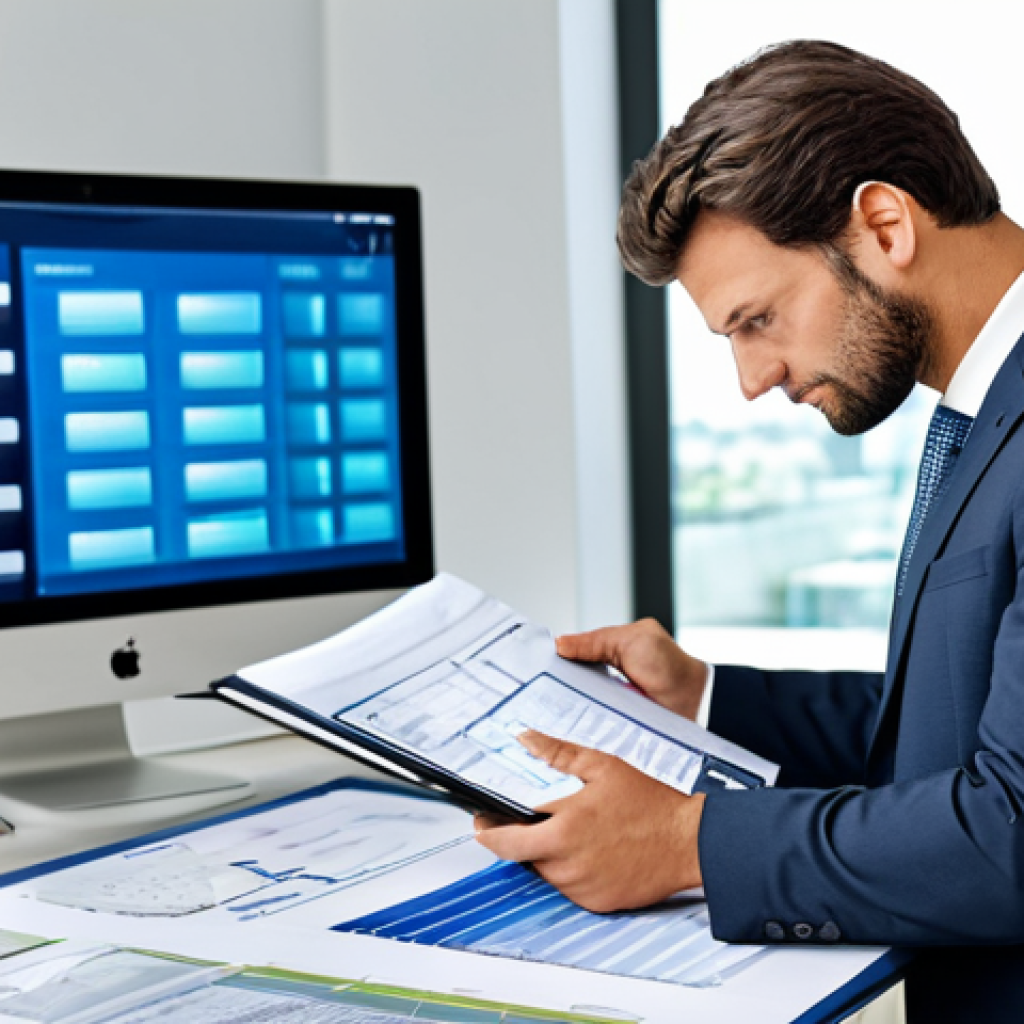 공공관리사 자격증을 통한 경력 확장 가능성 - "A professional property manager in a modern office setting, reviewing building energy efficiency re...