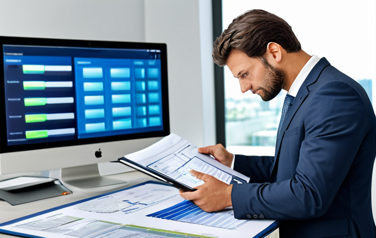 공공관리사 자격증을 통한 경력 확장 가능성 - "A professional property manager in a modern office setting, reviewing building energy efficiency re...