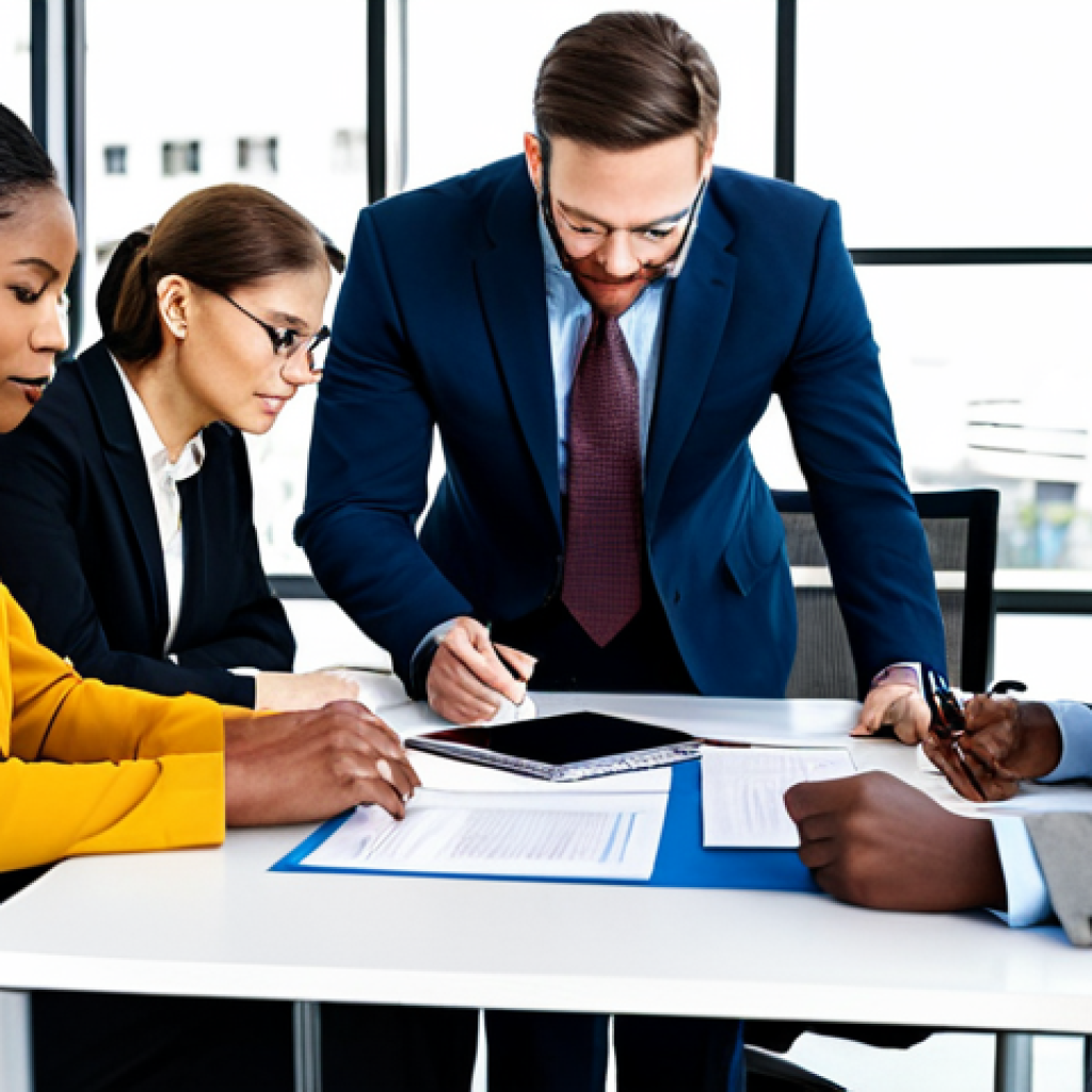 공공관리사 이론과 실무를 연결하는 학습 방법 - **Prompt:** A diverse group of public administration professionals collaborating around a table, rev...