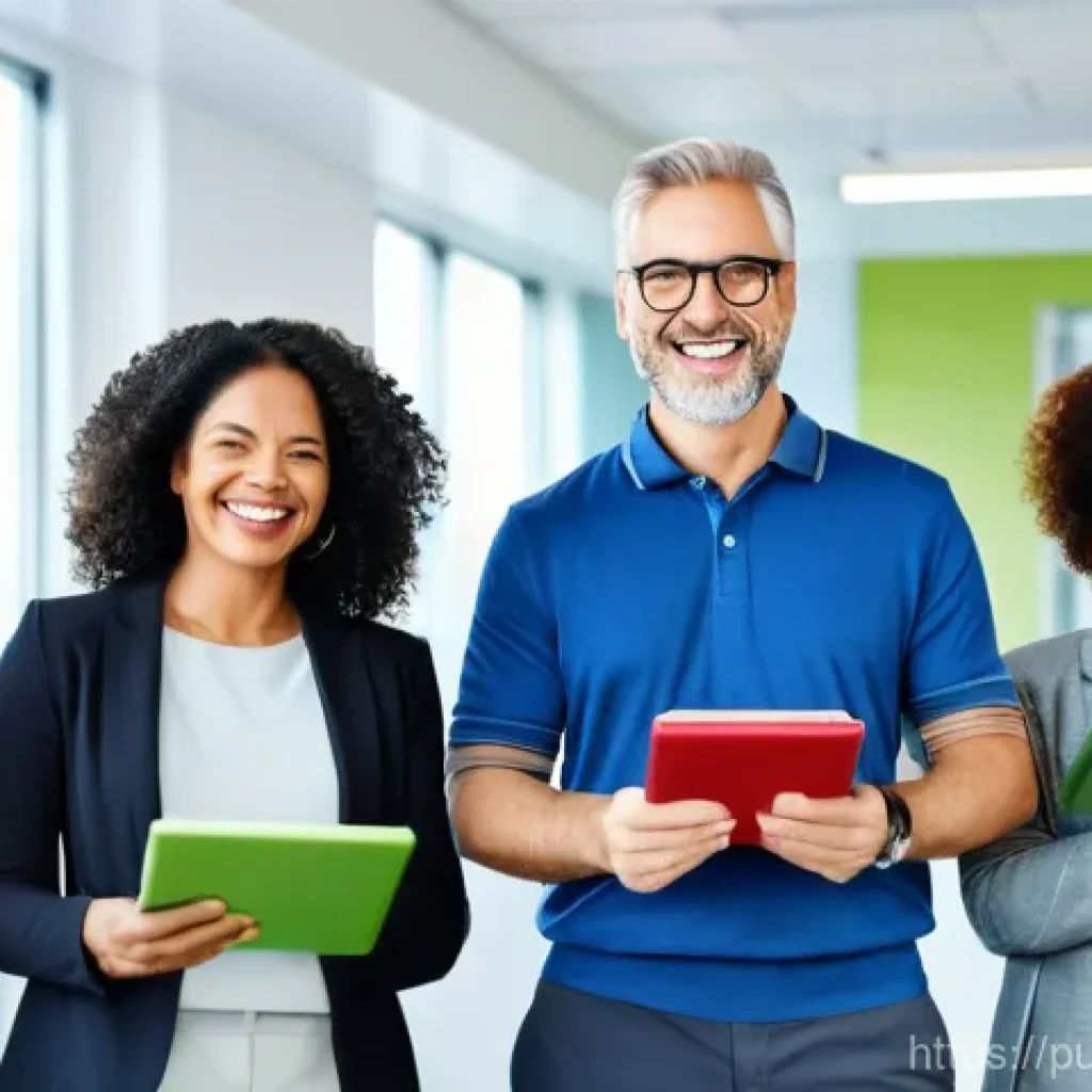 공공관리사 관련 자격증의 비교와 선택 - **Prompt:** A diverse group of active, middle-aged and senior individuals, both men and women, are s...