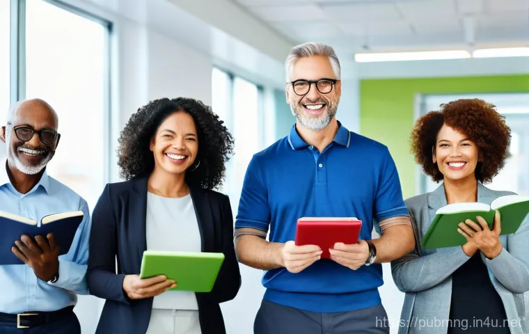 공공관리사 관련 자격증의 비교와 선택 - **Prompt:** A diverse group of active, middle-aged and senior individuals, both men and women, are s...