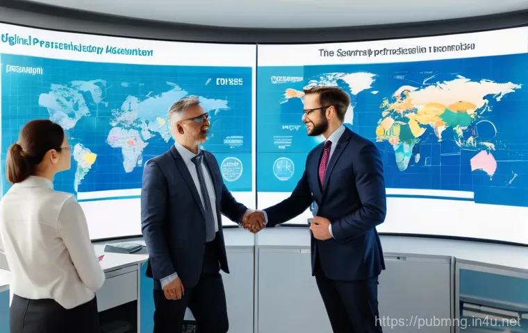 공공관리사와 관련된 최신 기술 - **A group of diverse professionals, including men and women of various ages, in a brightly lit, mode...