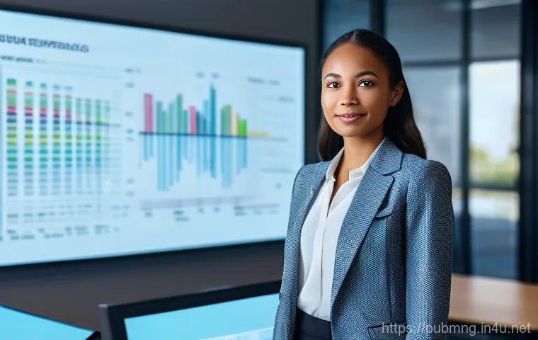 공공관리사 필기시험에서 자주 출제되는 주제 - A diverse young professional, smartly dressed in modern business casual attire, stands confidently i...