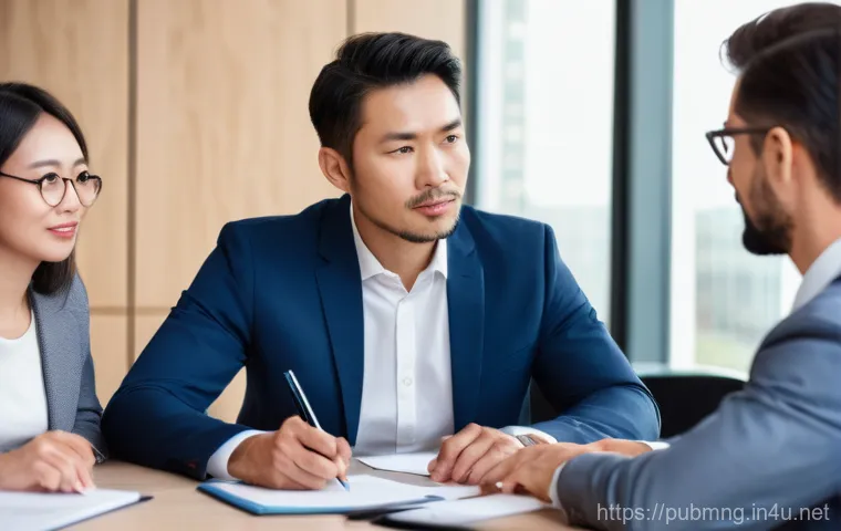 공공관리사 직무에서의 윤리적 문제와 해결 방법 - **Image Prompt 2: Upholding Integrity**
    An East Asian male public manager, in his mid-40s, dress...