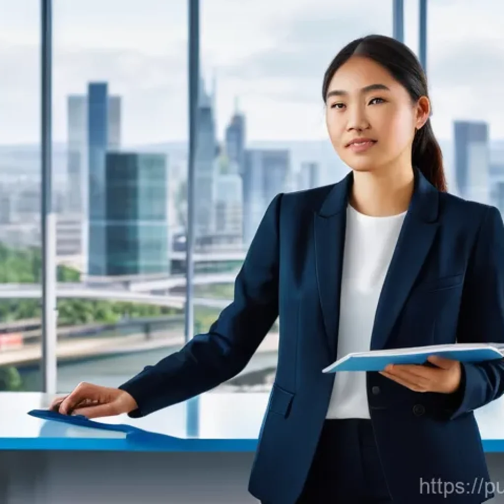 공공관리사 실무 경험을 통해 배우는 교훈 - **Prompt:** A young, determined public servant, wearing a smart casual blazer and trousers, stands c...