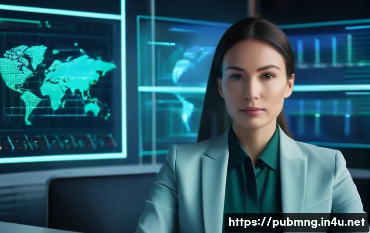 공공관리사 자격증을 활용한 개인 성장 사례 - A professional female Personal Information Manager, mid-30s, with a focused expression, wearing a sm...